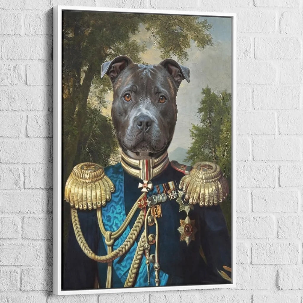 toile impression hd chien transformé en personnage historique
