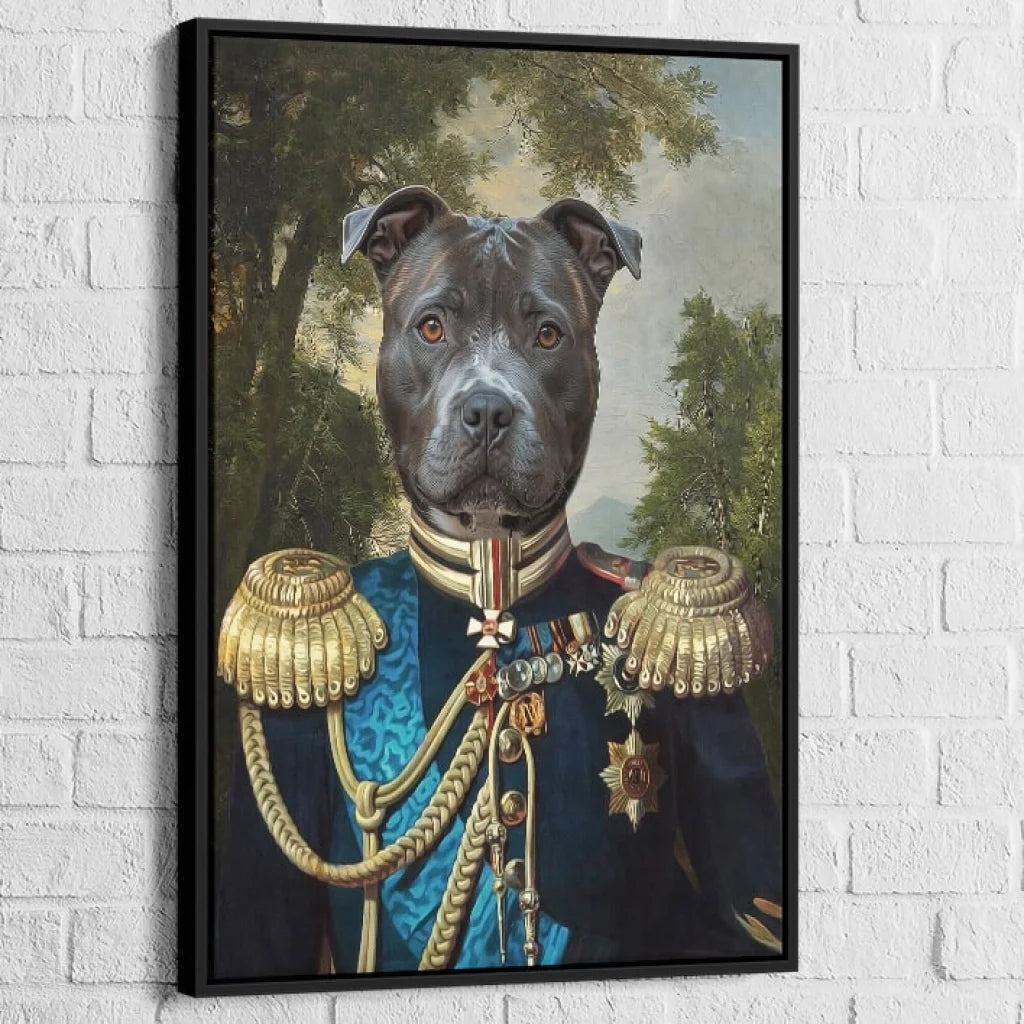 art mural sur mesure chien en officier distingué avec médailles