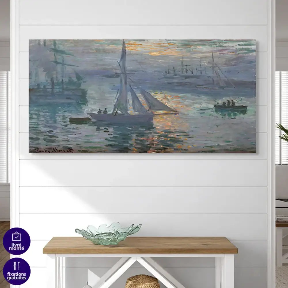 Reproduction HD de Monet, palette bleu-gris avec point chaud orangé