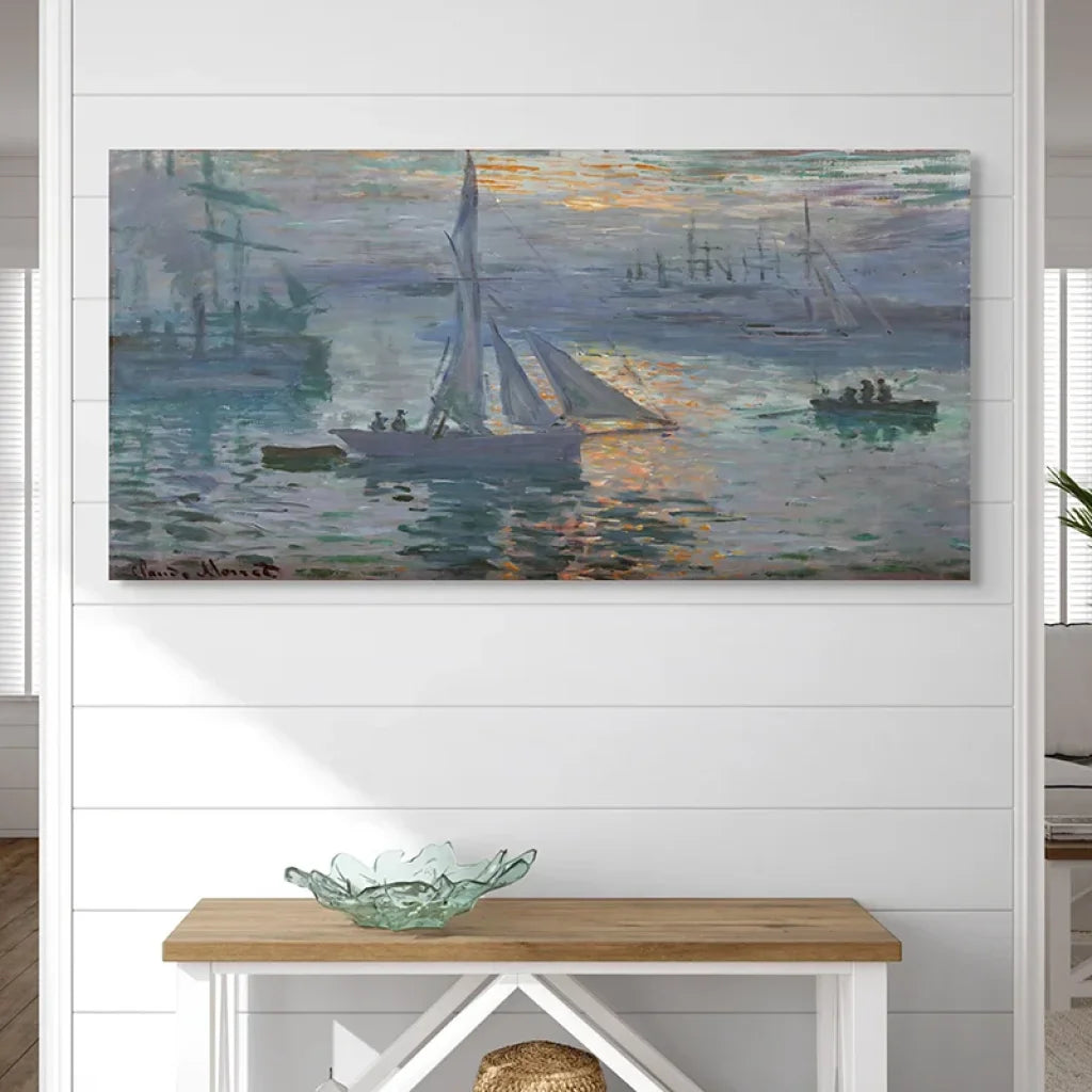 Reproduction HD de Monet, palette bleu-gris avec point chaud orangé