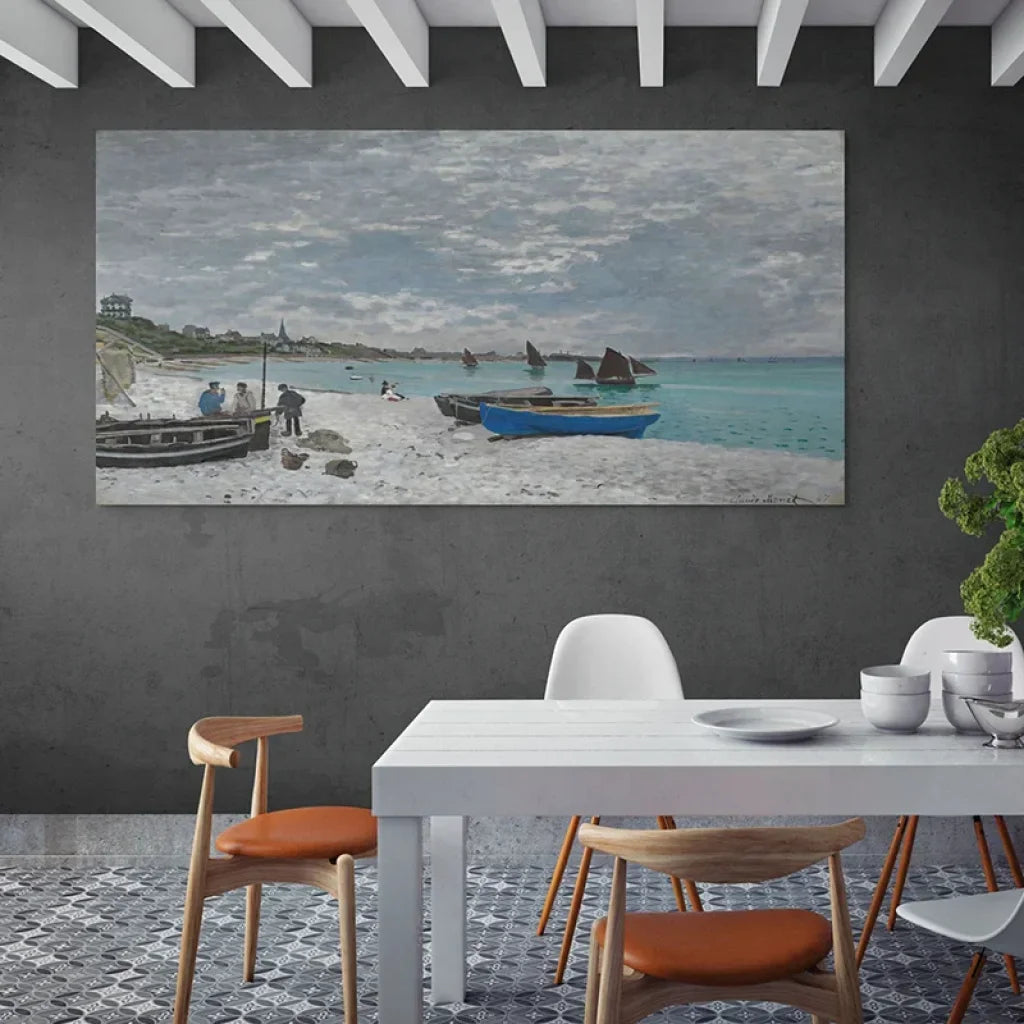 Toile artistique impressionniste bord de mer Claude Monet déco intérieure