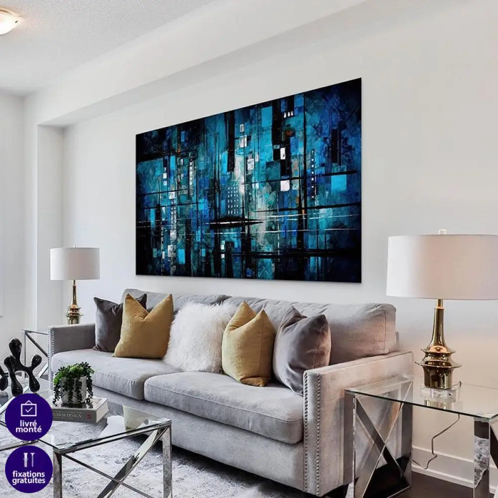 Tableau Contemporain Blue Black City - Montableaudeco