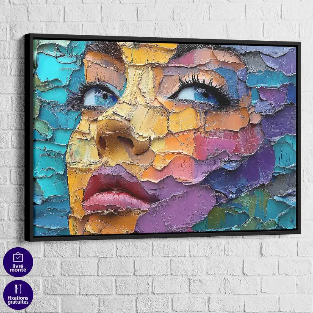 Tableau déco moderne abstrait multicolore format grand et moyen