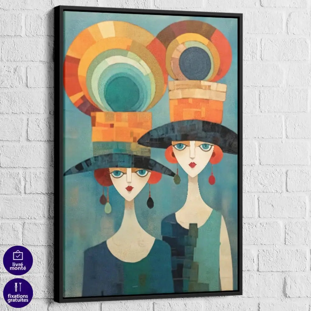 Tableau Contemporain Élégance Géométrique 40x60cm / Cadre Noir Tableau Moderne