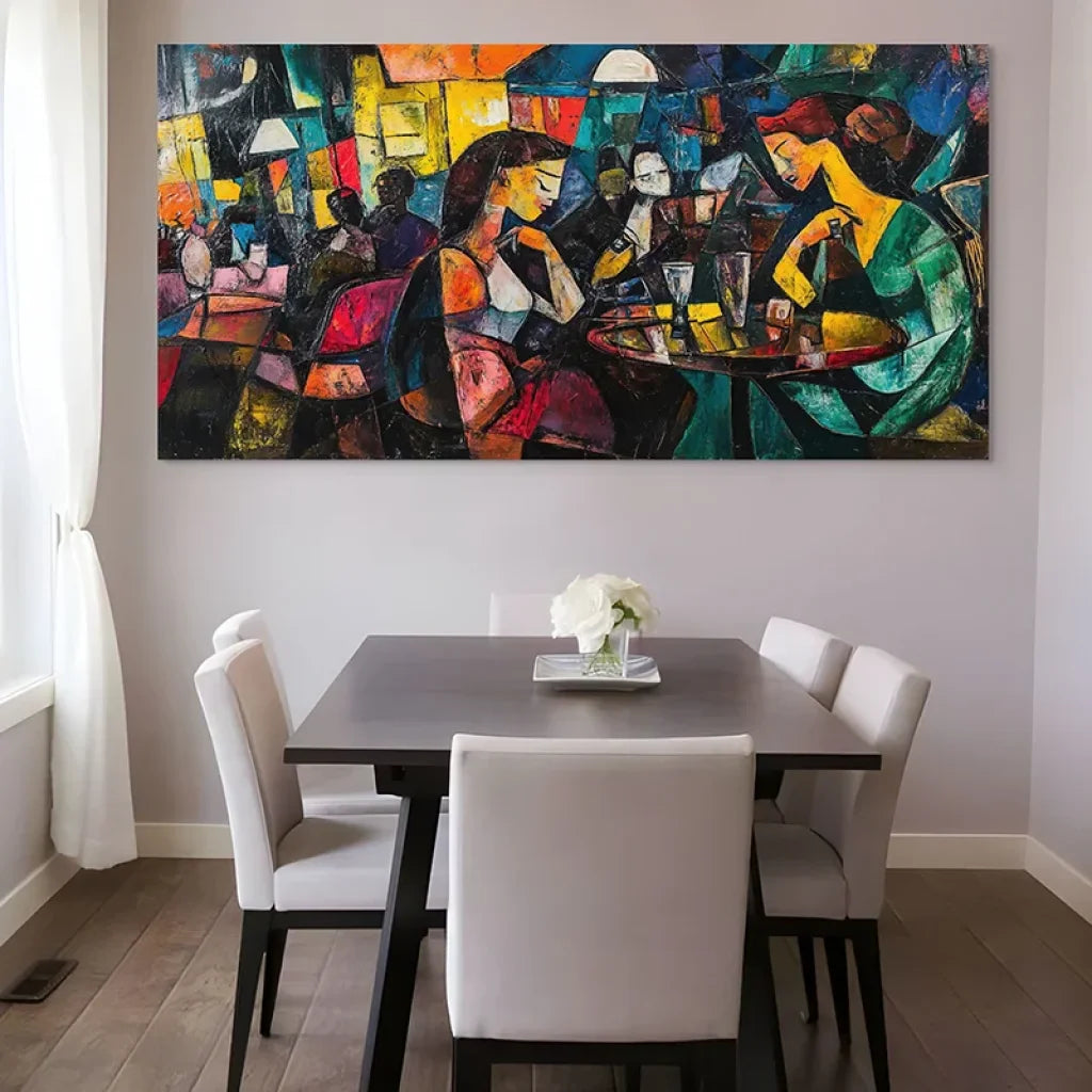 Tableau moderne ambiance nocturne et lumières de ville