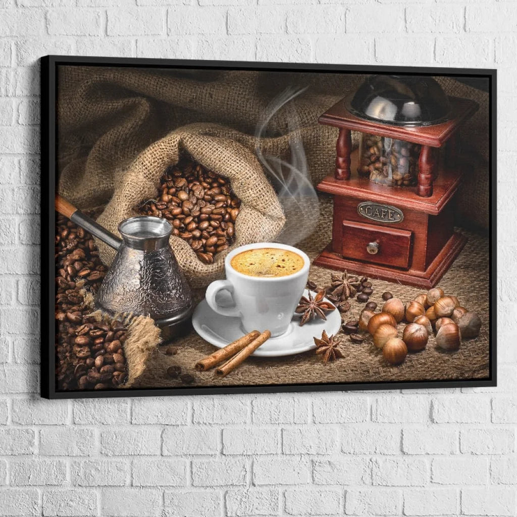 Tableau Cuisine Café et Grain 40x60cm / Cadre Noir Tableau Cuisine