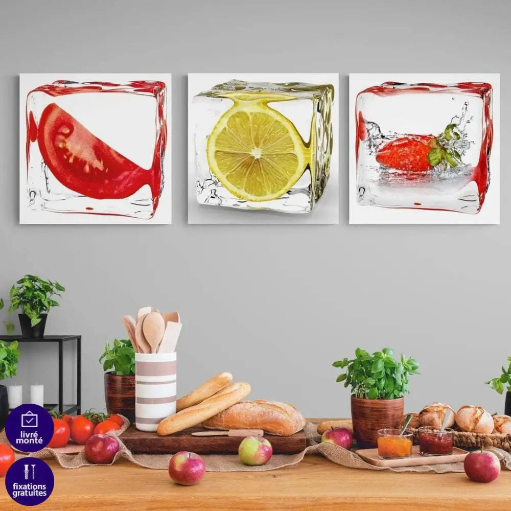 Tableau Cuisine Glaçons et Fruits - Montableaudeco