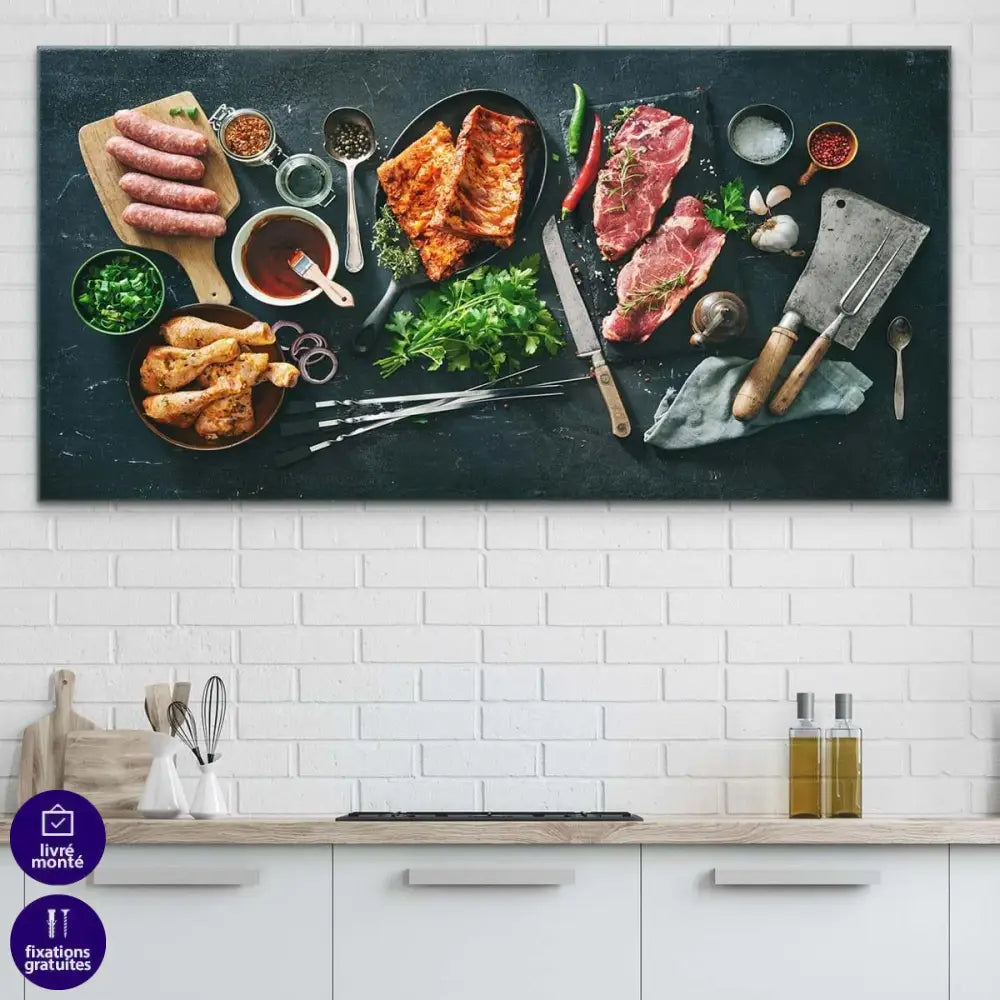 Tableau Cuisine La Viande sur Ardoise - Montableaudeco