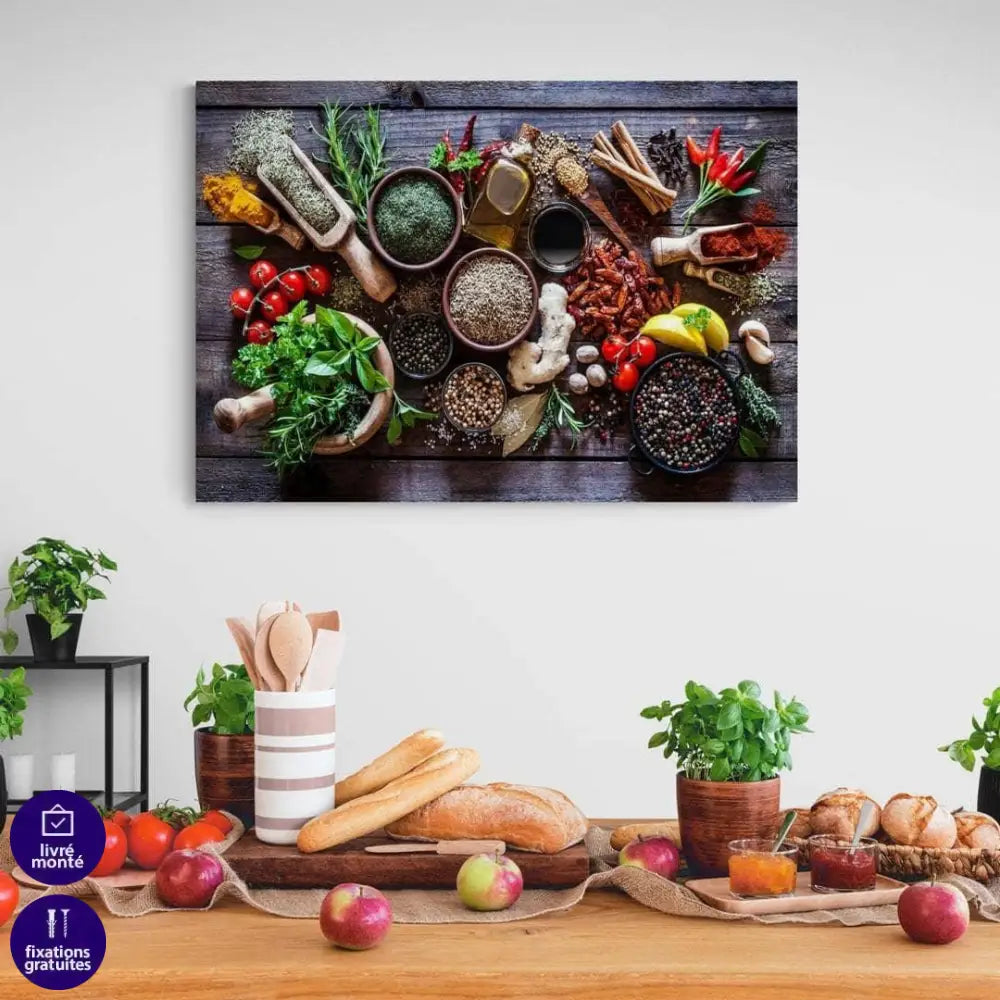 Tableau Cuisine Les Epices Légumes et Fruits - Montableaudeco