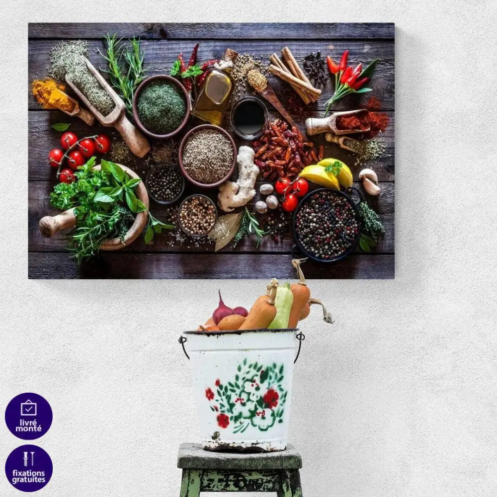 Tableau Cuisine Les Epices Légumes et Fruits - Montableaudeco