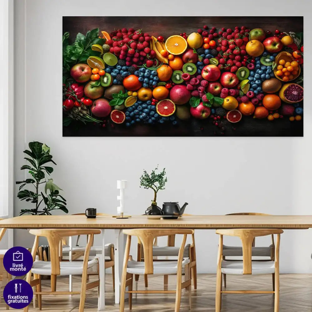 Tableau Cuisine Les Fruits 40x80cm / Toile tendue sur châssis Tableau Cuisine