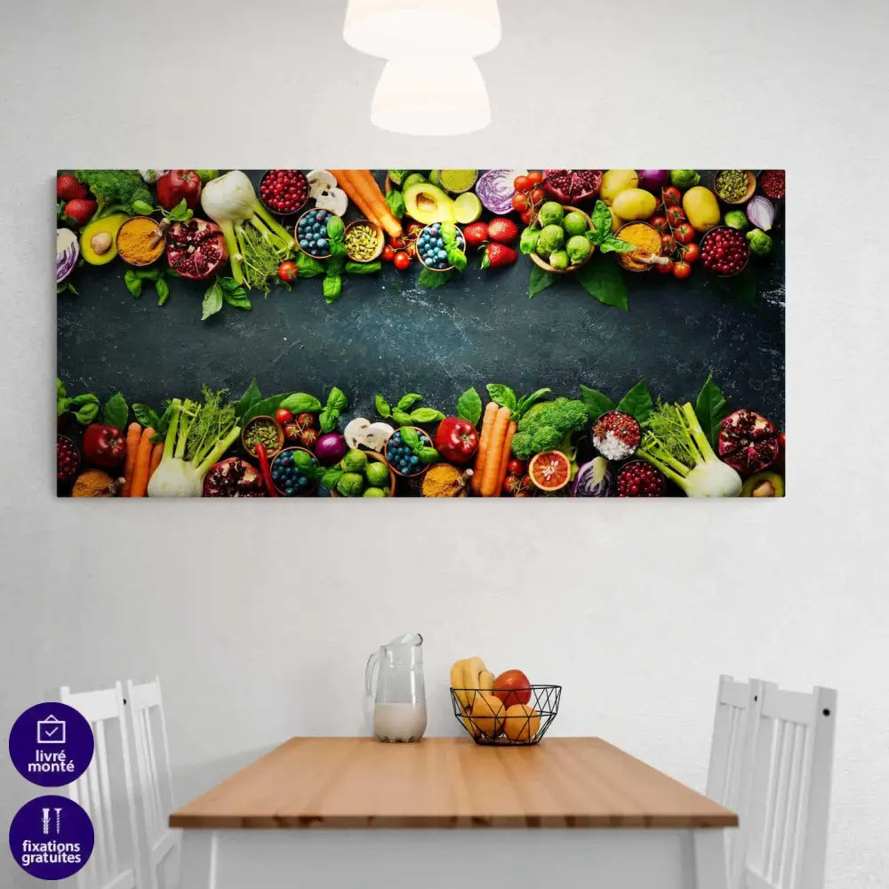 Tableau Cuisine Panoramique Épices et Légumes - Montableaudeco