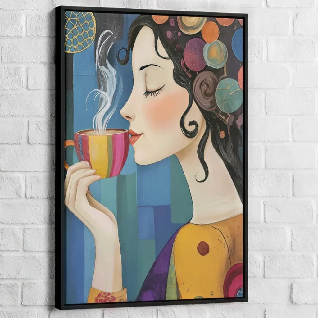 Illustration murale idéale pour coin café, cuisine ou salon contemporain