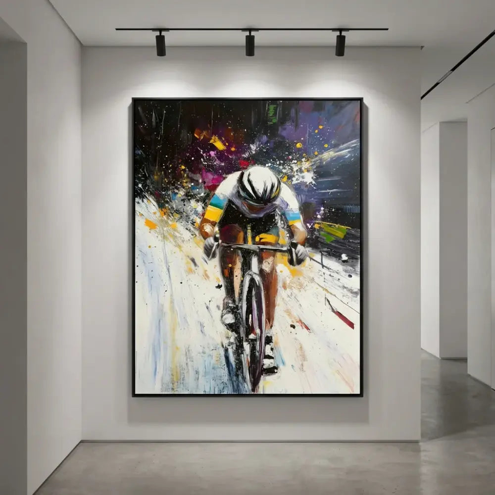 Tableau Cycliste Moderne Explosion de Couleurs - Tableau Sport