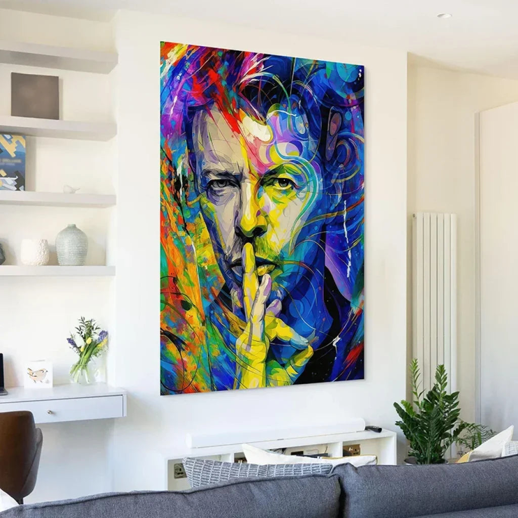 Rock pop art painting, close-up of David Bowie's gaze