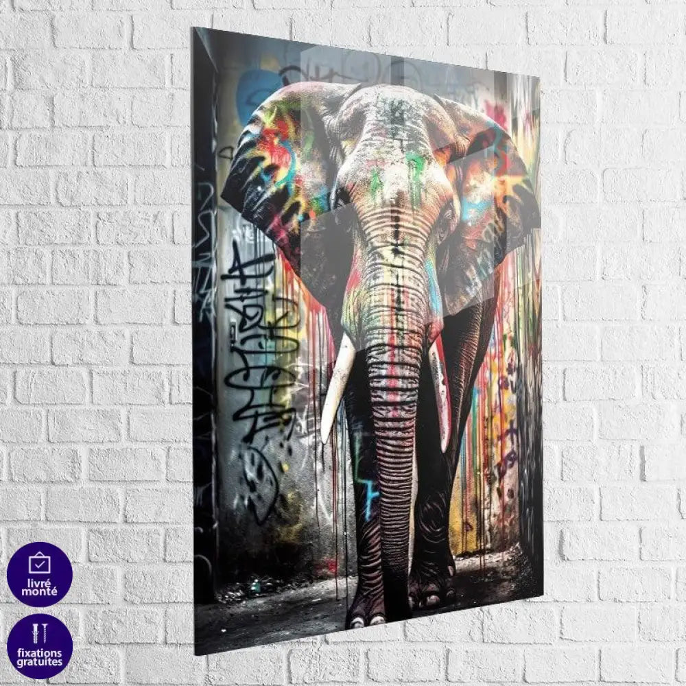 Tableau Elephant Coloré Graffiti - Montableaudeco
