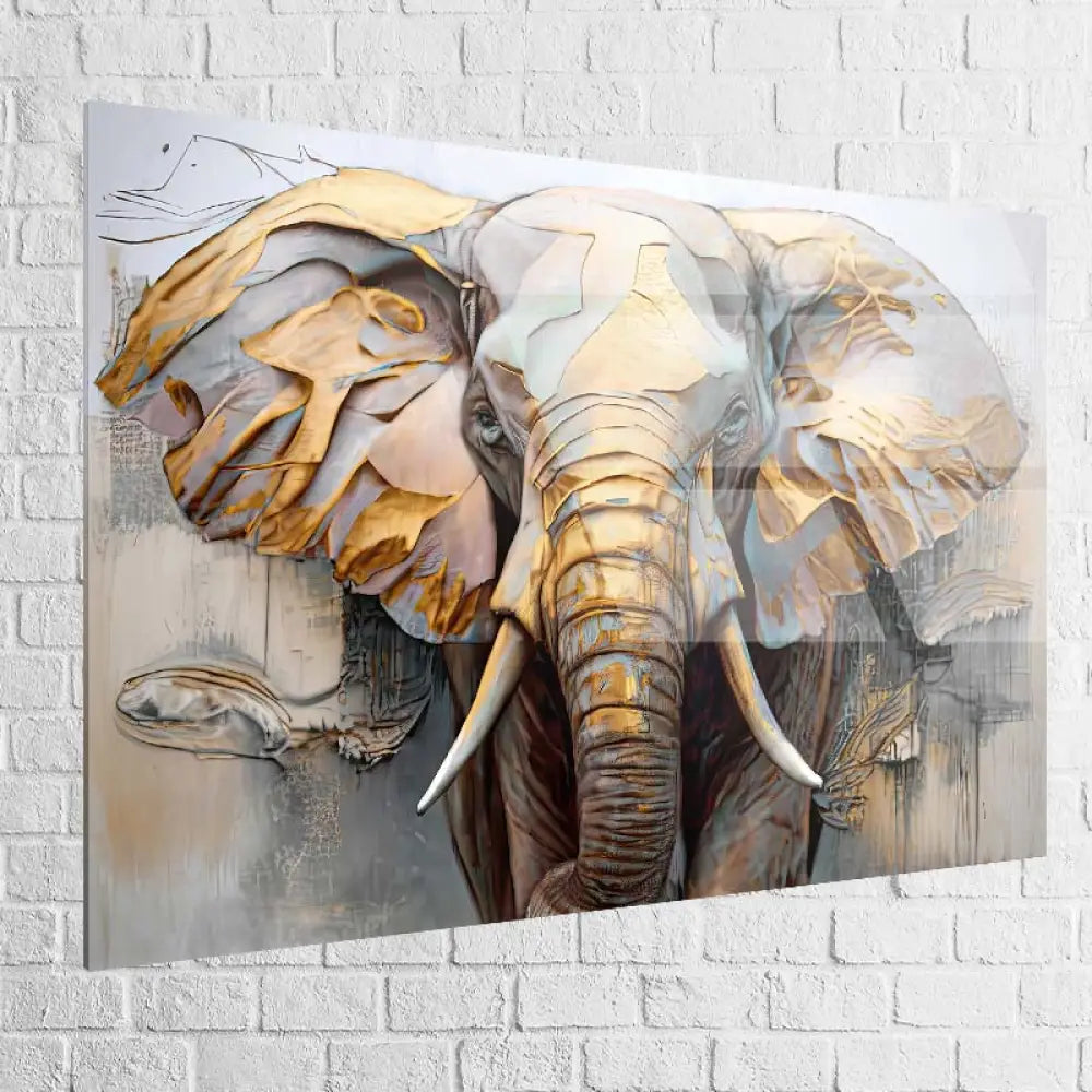 Tableau Éléphant Doré 40x60cm / Plexiglas Tableau Éléphant