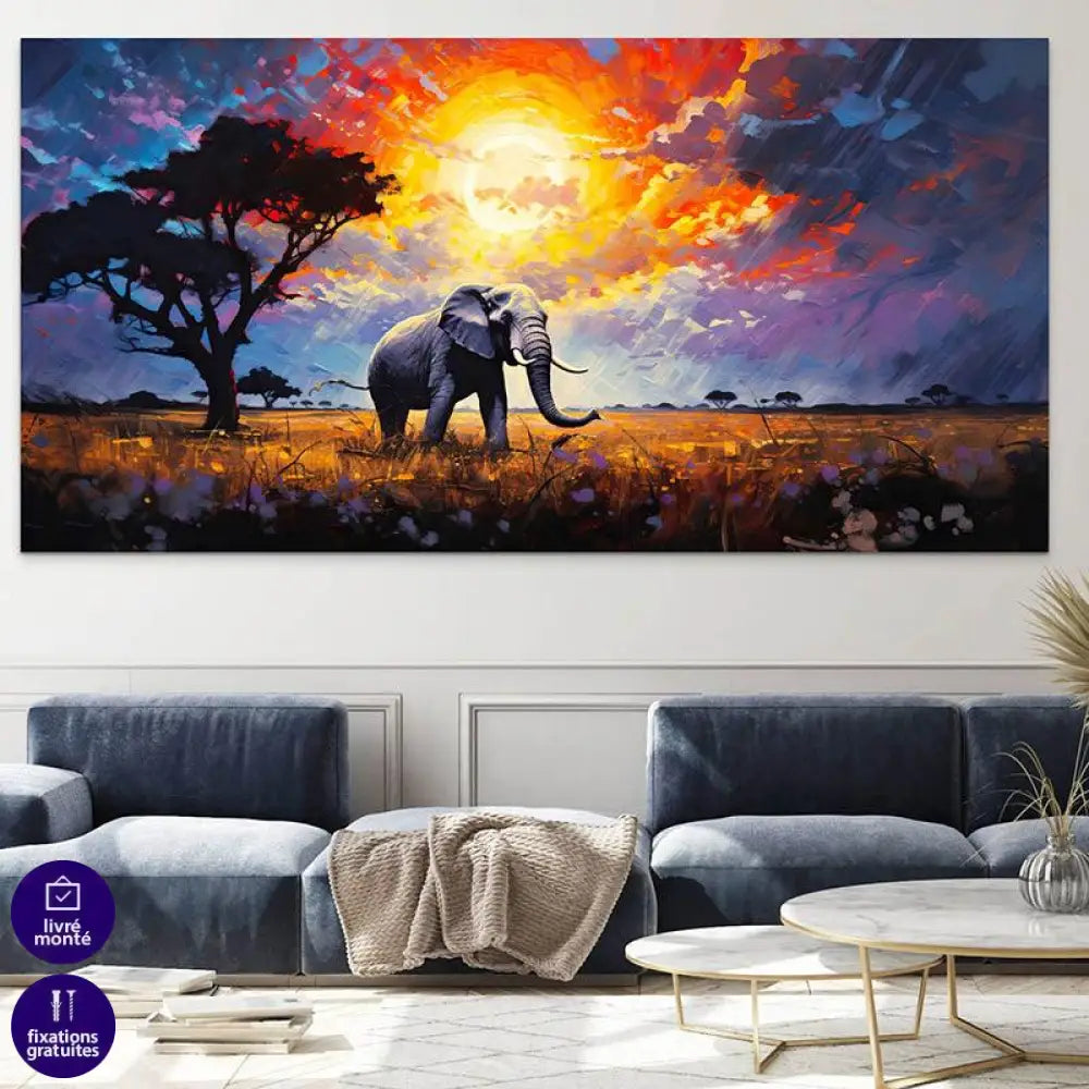 Tableau Elephant Savane Africaine - Montableaudeco