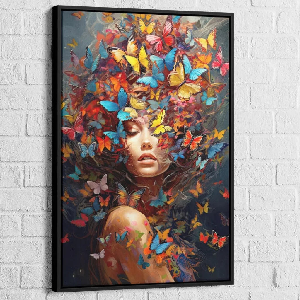 Tableau Femme Beauté Surréaliste 40x60cm / Cadre Noir Tableau Femme