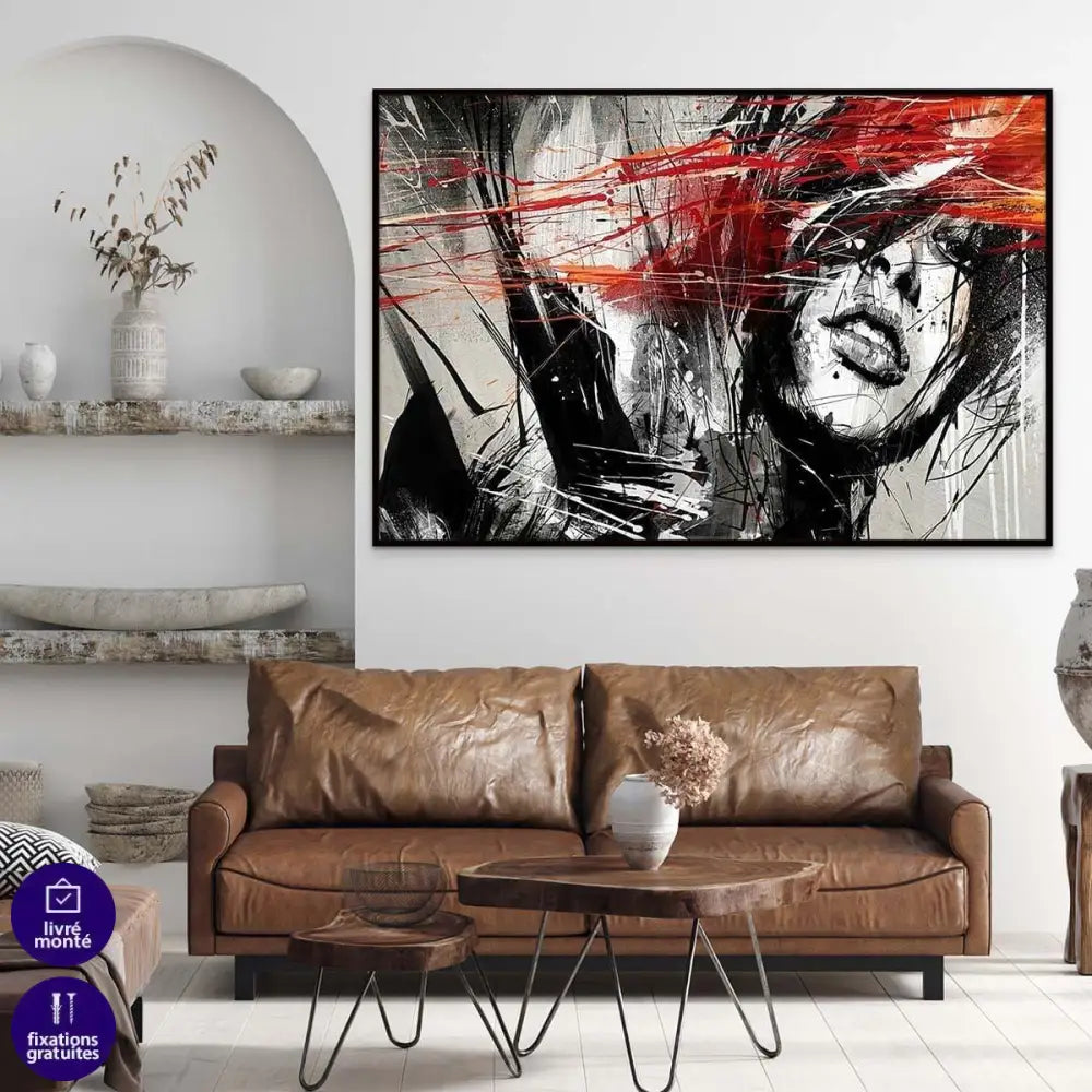 Tableau Femme Le Rouge sur le Noir - Montableaudeco