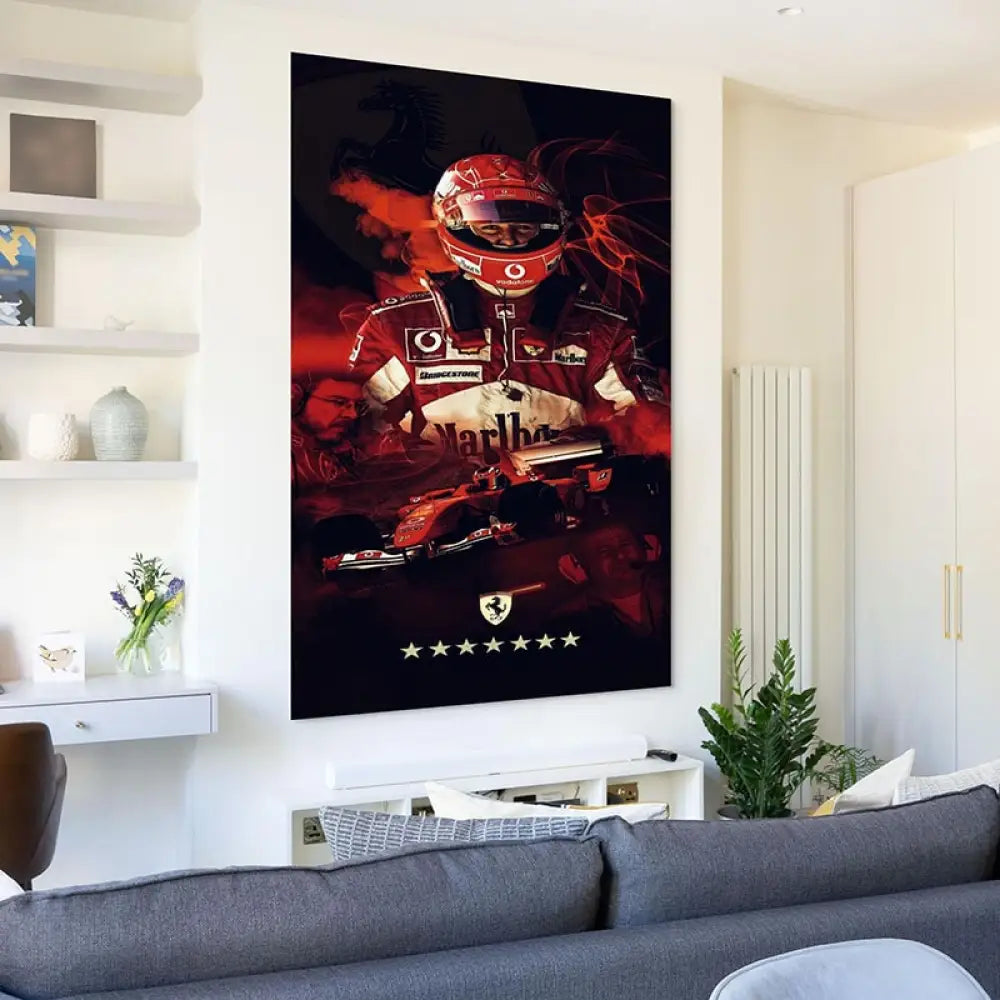 Tableau Ferrari et Schumacher Symbiose de Vitesse