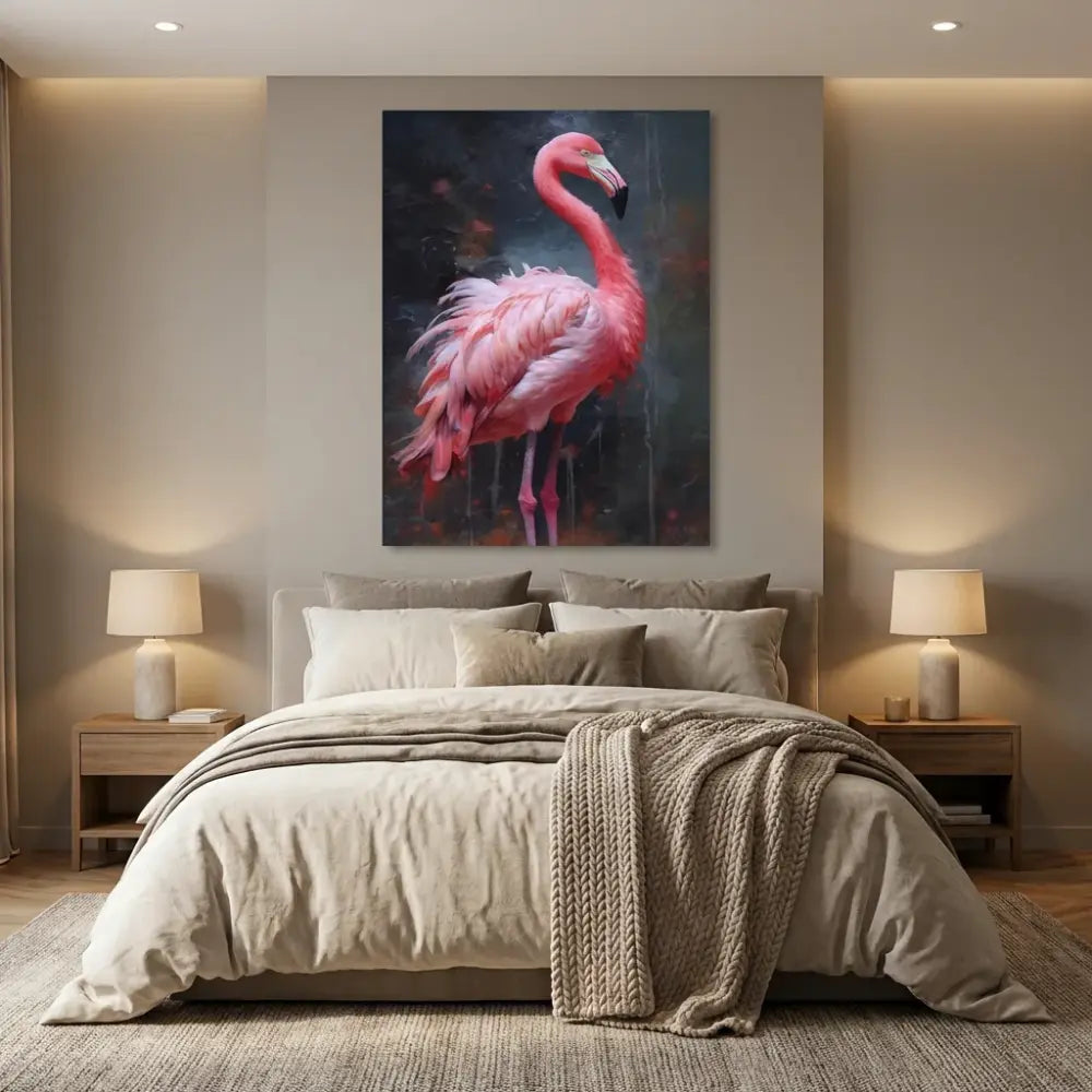 tableau flamant rose art contemporain peinture rose