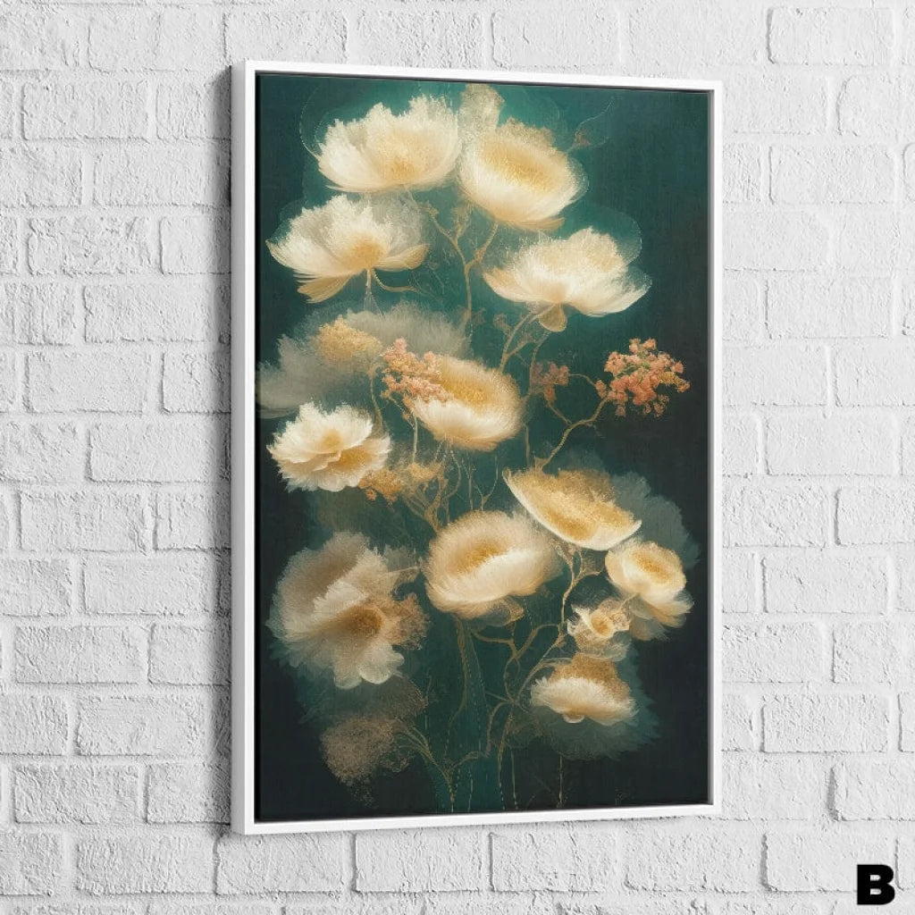 Tableau Fleur Les 3 Fleurs 40x60cm / Cadre blanc / B Tableau Fleur
