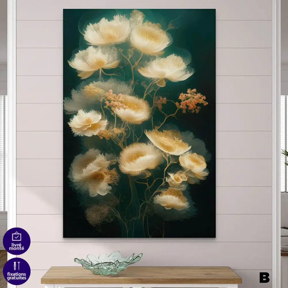 Tableau Fleur Les 3 Fleurs 40x60cm / Toile tendue sur châssis / B Tableau Fleur