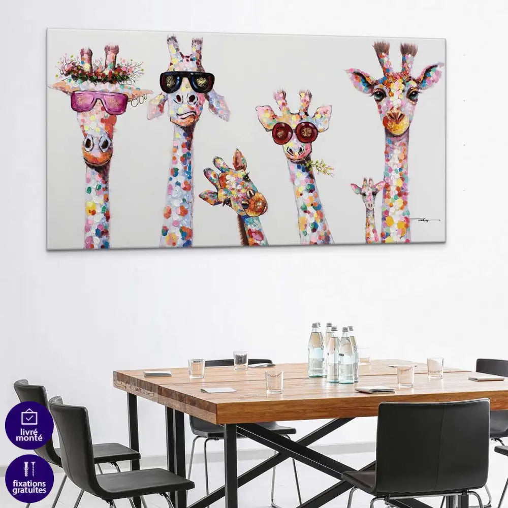 Tableau Girafe En famille - Montableaudeco