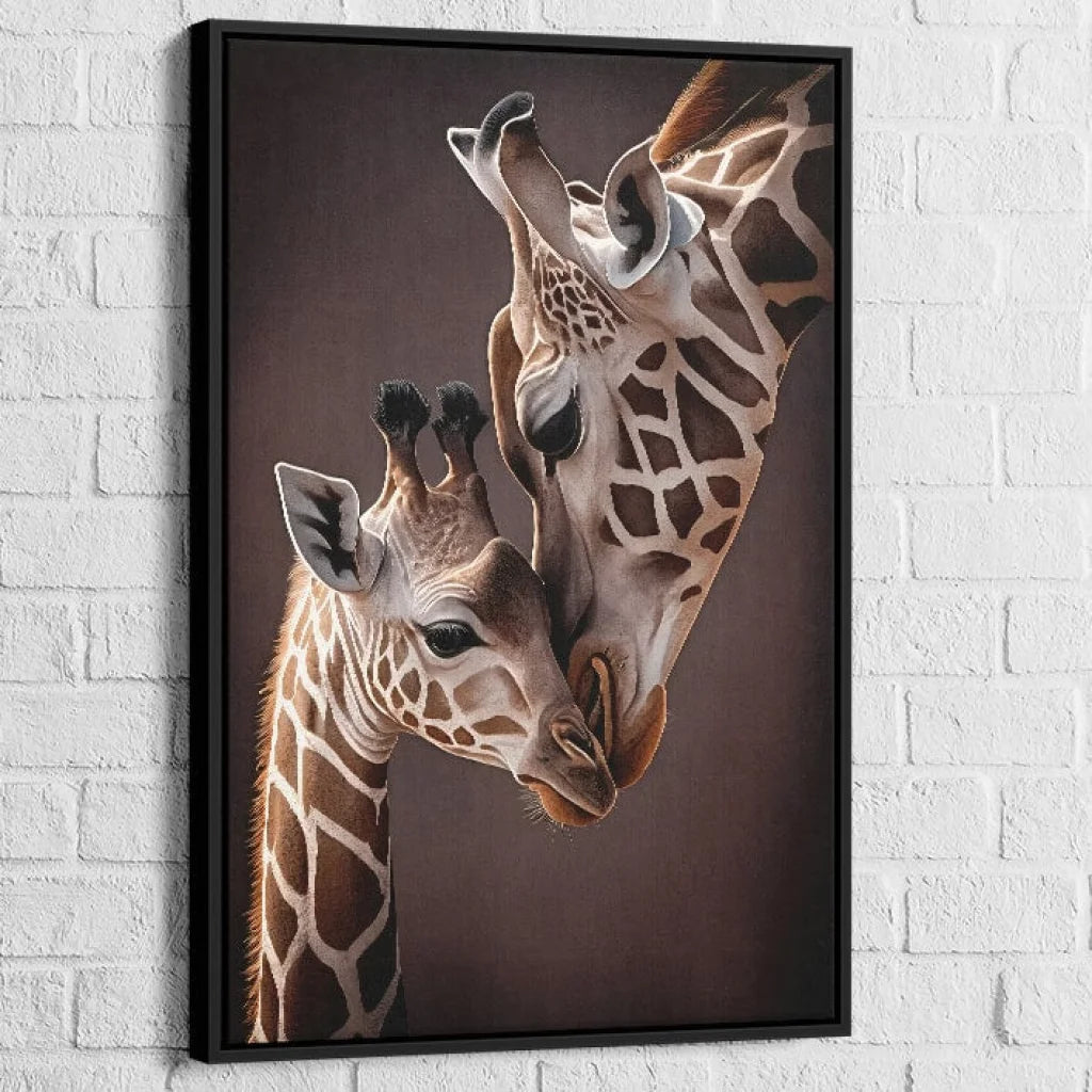 Toile girafe Étreinte d'Afrique - impression haute définition animaux sauvages