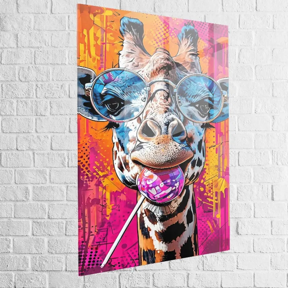 Tableau Girafe Pop Art Lunettes 40x60cm / Plexiglas Tableau Girafe