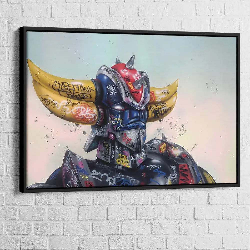 Tableau Goldorak Tags et Graffitis 40x60cm / Cadre Noir Tableau Animation