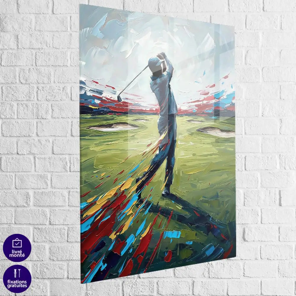 Tableau golf design avec cadre noir et effet galerie