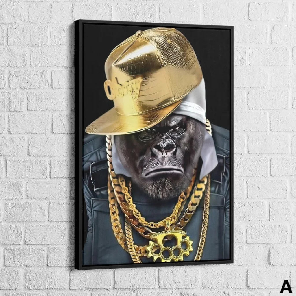Tableau Gorille Gangsta 40x60cm / Cadre Noir / A Tableau Animaux