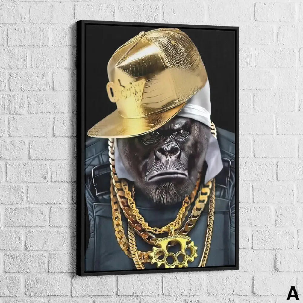 Tableau Gorille Gangsta 40x60cm / Cadre Noir / A Tableau Animaux