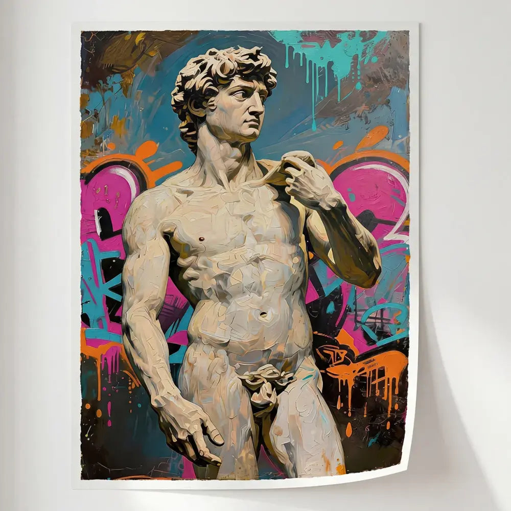 Toile David Michel-Ange revisité style street art moderne