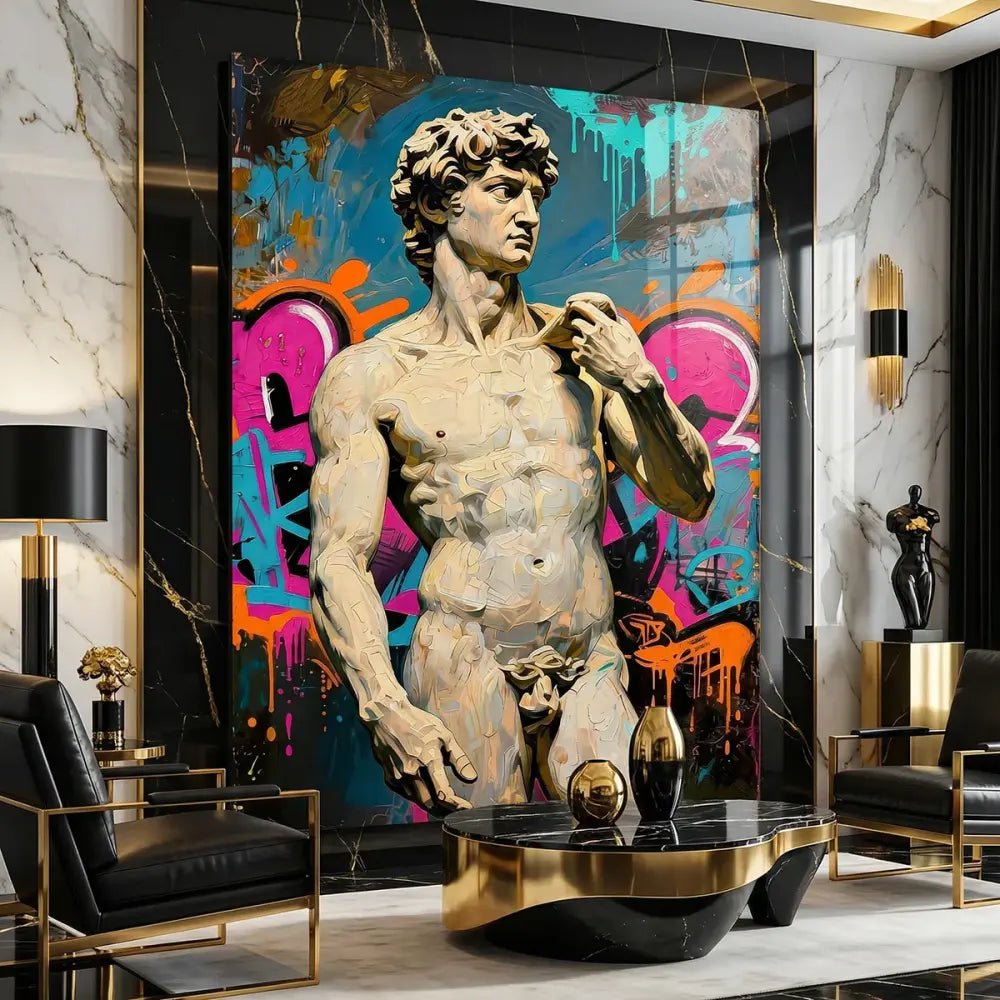 Décoration murale David street art moderne pop art coloré