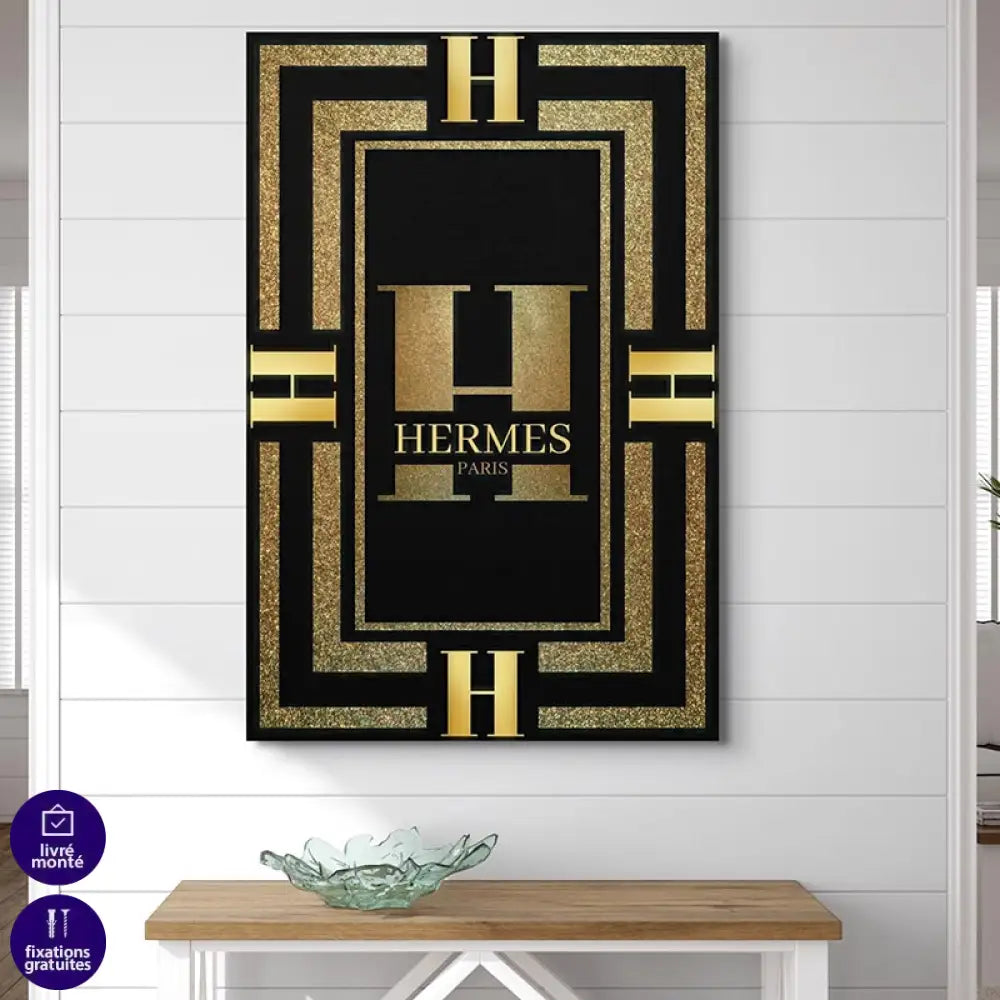 Tableau Hermès Rouge et Or 40x60cm / Affiche sans cadre / Hermès Or Tableau Luxe