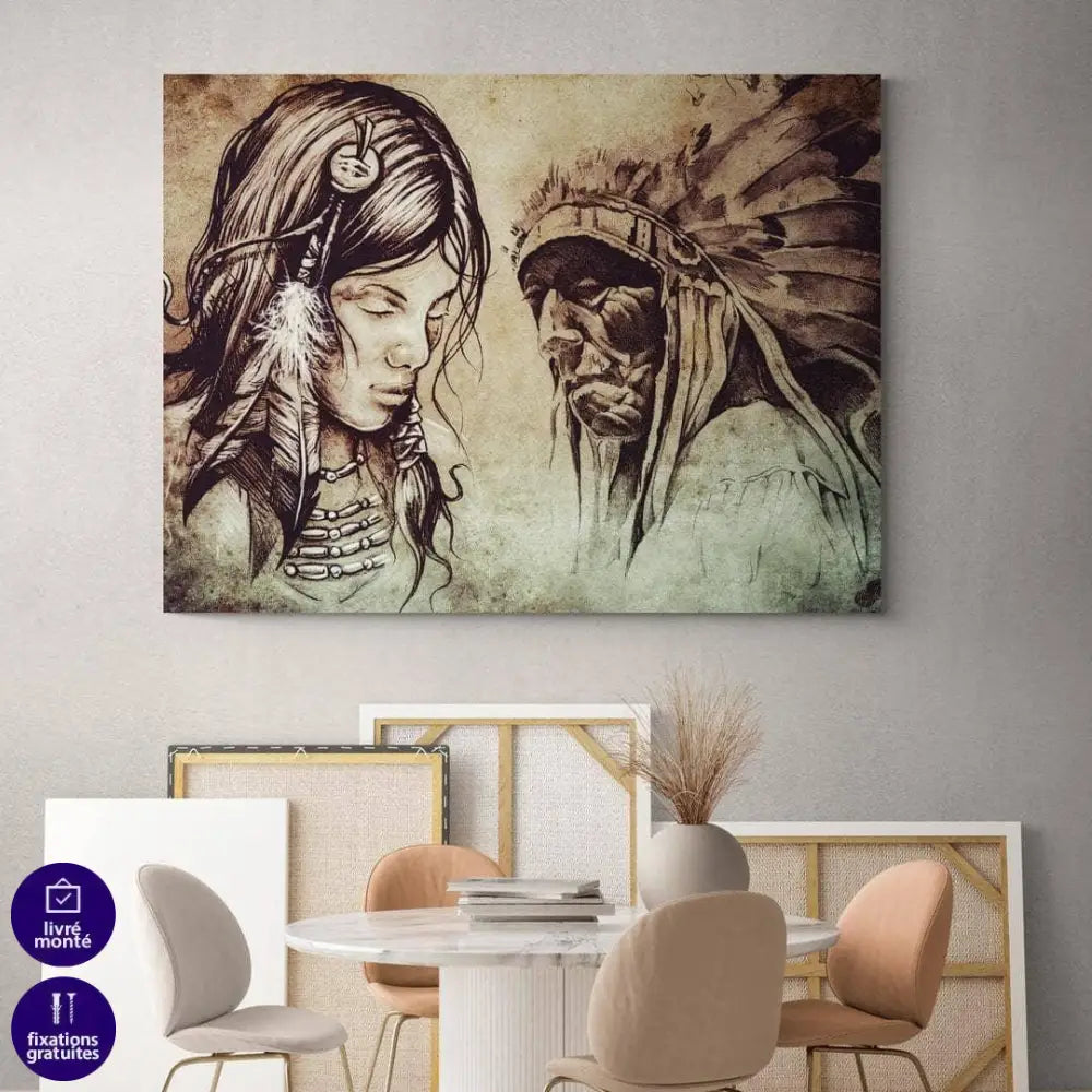 Tableau Indien et la jeune Indienne - Montableaudeco