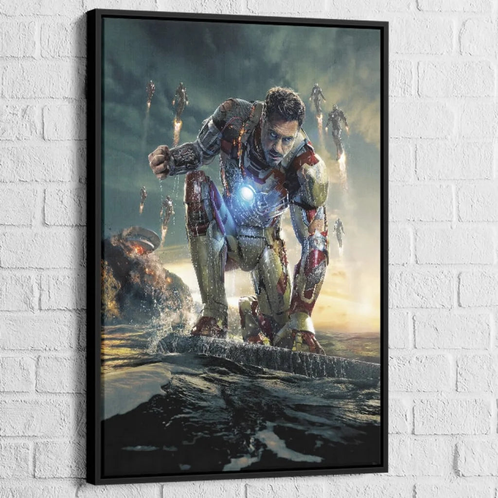 Tableau Iron Man Cœur de Titane 40x60cm / Cadre Noir Tableau Marvel