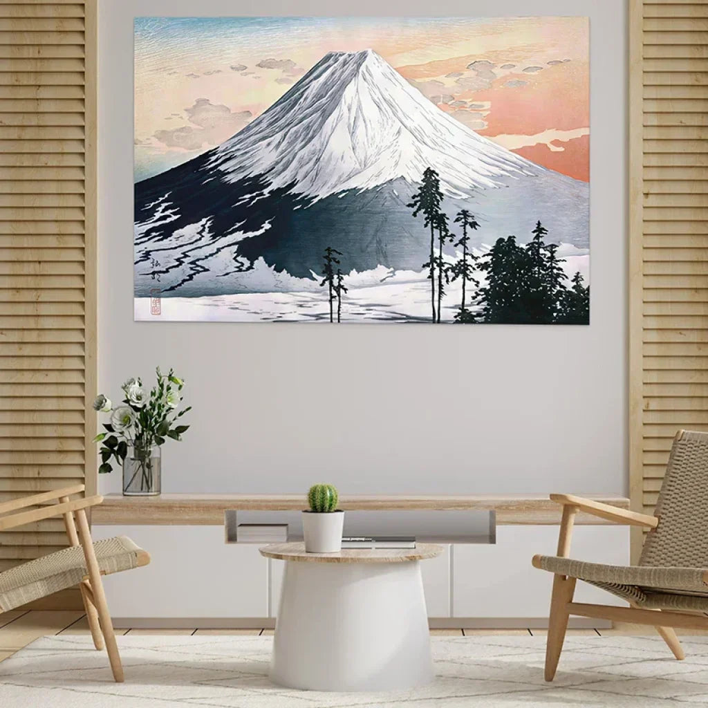 Japanese Zen landscape painting, contemporary shin-hanga print