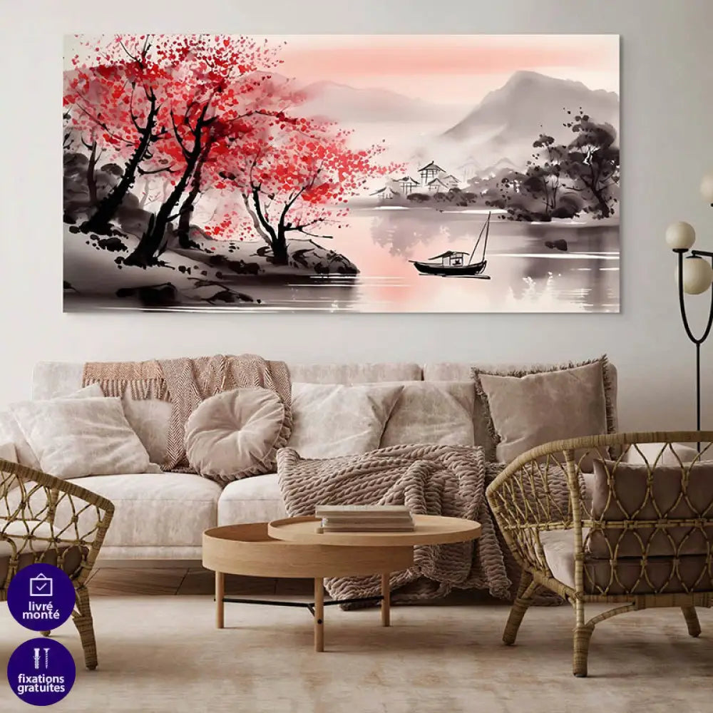 Tableau Japonais Lac des Cerisiers Tableau moderne