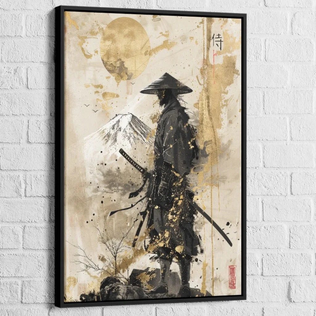 Tableau japonais Le Dernier Samouraï avec cadre noir – décoration murale zen et moderne