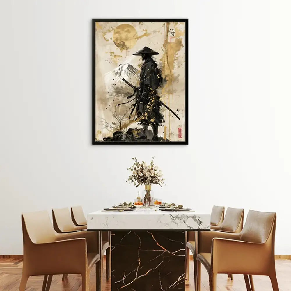Toile déco japonaise moderne – samouraï traditionnel en pleine nature