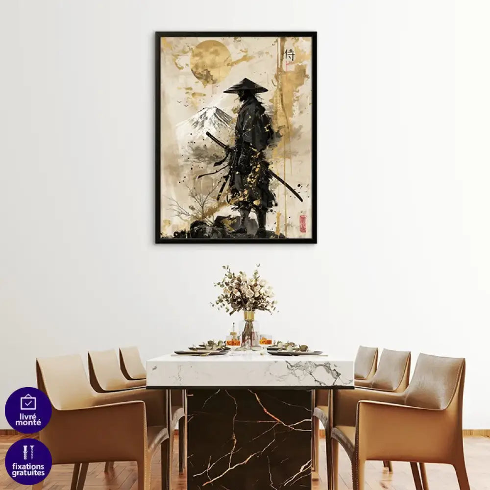 Toile déco japonaise moderne – samouraï traditionnel en pleine nature