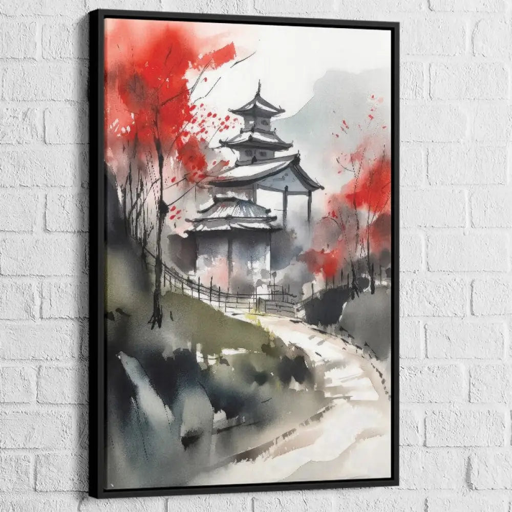 Tableau Japonais Tranquillité d’Automne 40x60cm / Cadre Noir Tableau Japonais