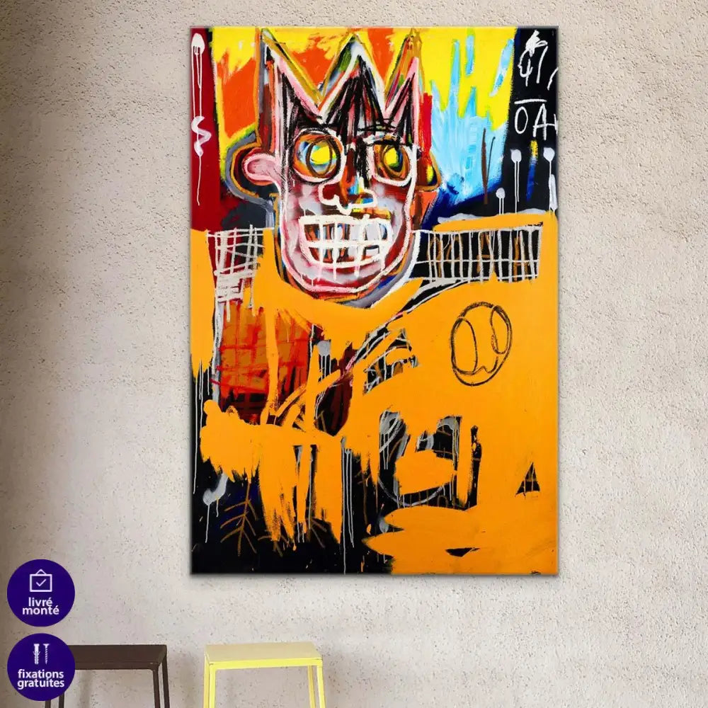 Tableau Jean Michel Basquiat Orange Sports Figure - Montableaudeco