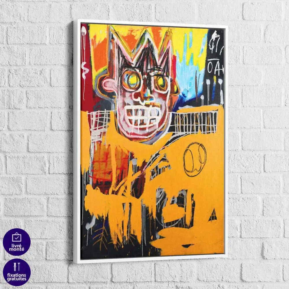 Tableau Jean Michel Basquiat Orange Sports Figure - Montableaudeco