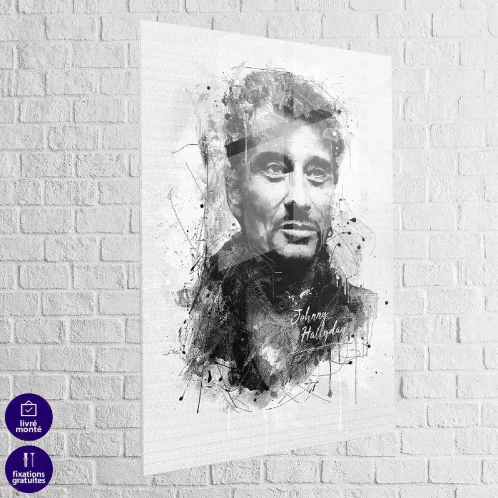 Tableau Johnny Hallyday Le Noir et Blanc - Montableaudeco