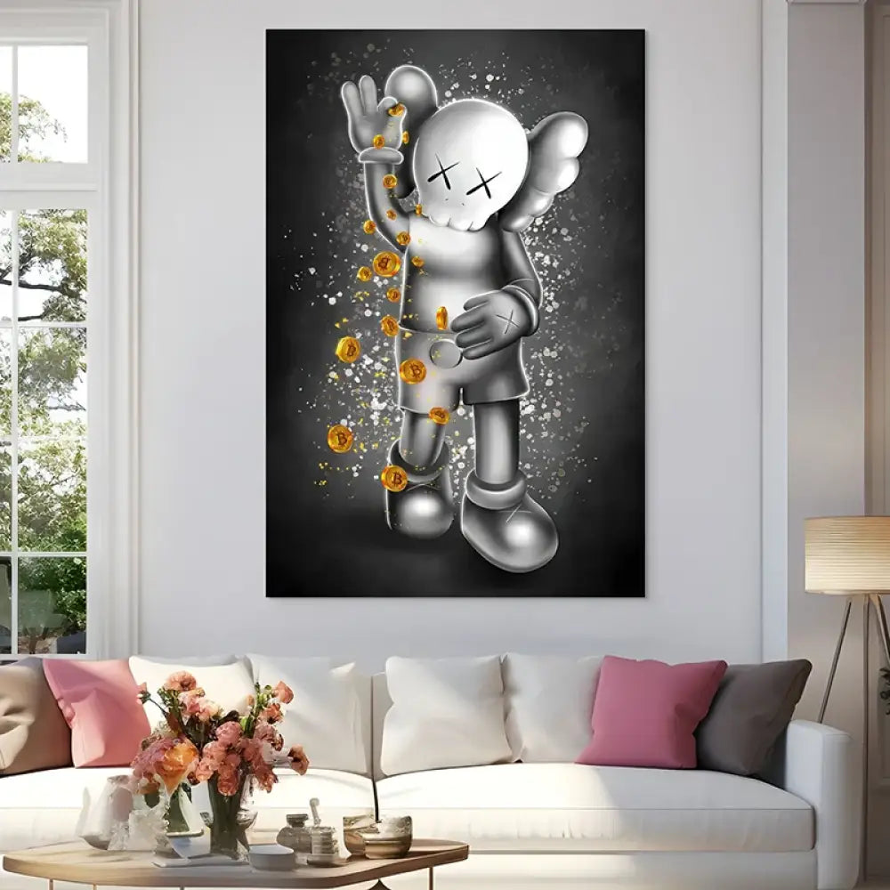 Affiche Kaws Bitcoin, look street art moderne